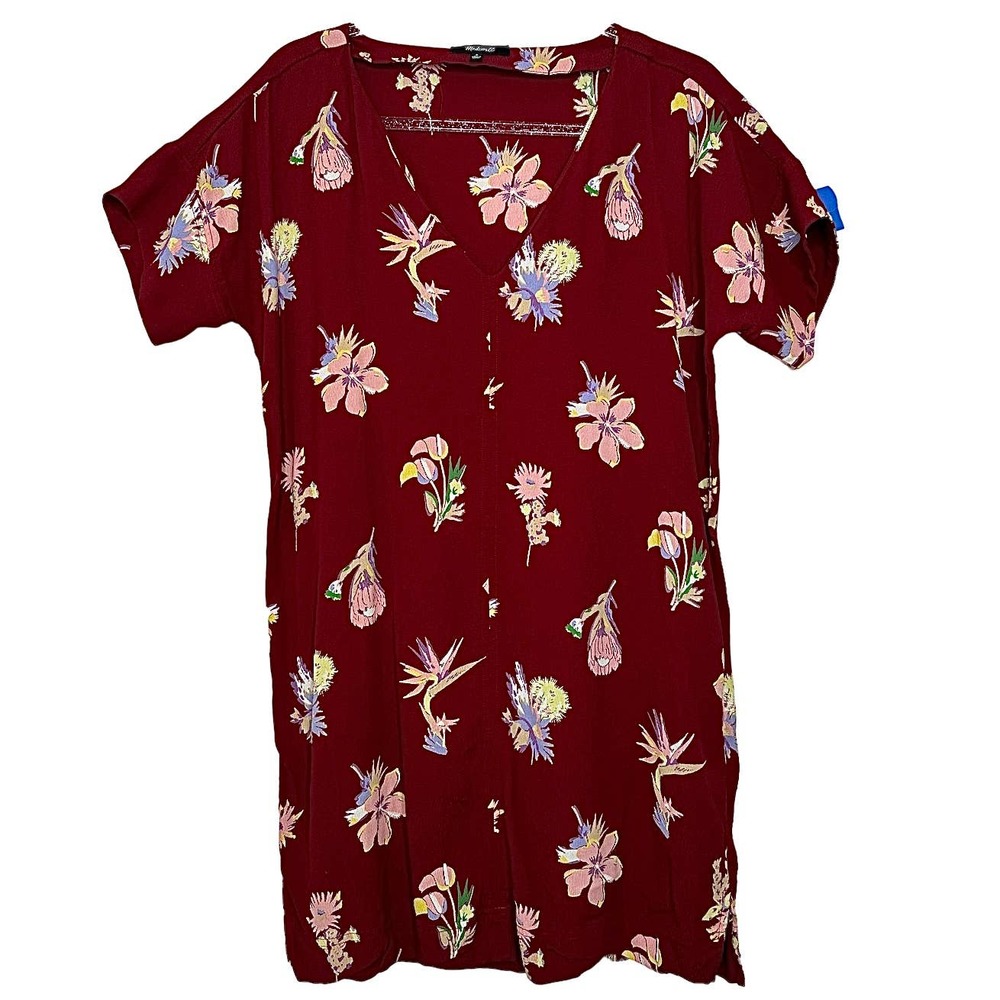 Madewell Dress Size S Relaxed Fit Dolman Sleeves Burgundy Brick Red #B01